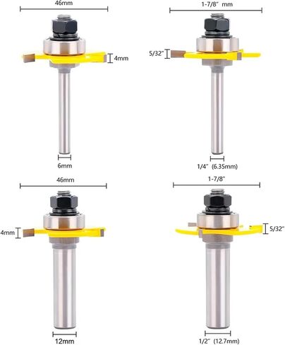 Milling Cutter T Slot Groove Joint Assembly Router Bit 6mm/12mm 1/4″ 1/2″Shank Wood Milling Tool(1l2x5l32x1-7l8) in Saudi Arabia