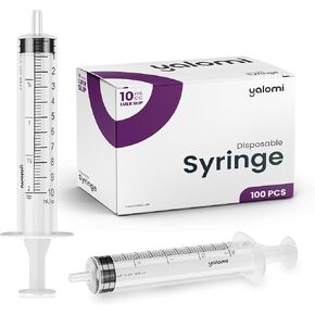 10mL Luer Slip Syringe (No Needle) | Sterile & Individually Wrapped | Professional, Industrial & Personal Use | 100 Pack | Yalomi in Kuwait