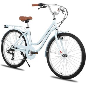 هيلاند 26 بوصة دراجة شاطئية طراد للرجال والنساء ، 7 سرعات تدرج الدراجات البالغة مع رف خلفي ، Retrospec الدراجات ركوب الدراجات مدينة in Kuwait