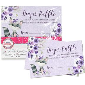 Amanda Creation Little Rascal Cute Raccoon Diaper Raffle Tickets for Baby Girl Showers, 20 2" X 3" Double Sided Insert Cards for Games, Bring a Pack of Diapers to Win Favors & Prizes! in Saudi Arabia