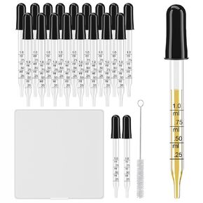 10Pcs Eye Dropper with Storage Case,8 pcs Bent & Straight Tip 1ml Pipette Dropper for Oil with 2 Cleaning Brush, Accurately Dose Pipette for Mixing Paints, Medicine, Crafts, Lab, Pet Feeding, Ear in Kuwait