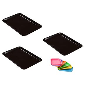 3 Pcs Dental Autoclavable Procedure Set Up Flat Tray Medical Instrument Set Up Flat Tray Size F - 9 5/8" W x 6 5/8" D x 7/8" Black in Kuwait