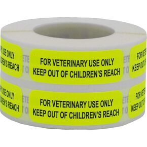 for Veterinary Use Only Keep Out of Children's Reach Veterinary Medical Healthcare Labels .5 x 1.5 Inch 500 Total Stickers in Kuwait