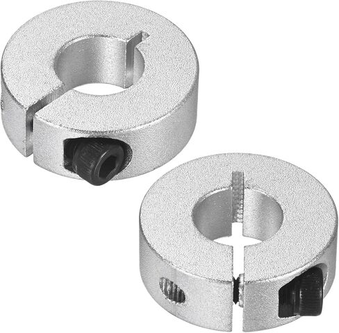 2-Pack Single Split Shaft Collar 10mm Bore Aluminum Clamp-On Shaft Collars 30mm OD, 10mm Thickness with M4 Set Screw Anodization for Stoppers/Machinery [Silver] in Saudi Arabia