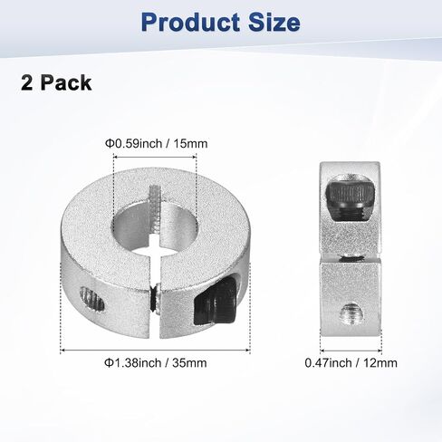 2-Pack Single Split Shaft Collar 10mm Bore Aluminum Clamp-On Shaft Collars 30mm OD, 10mm Thickness with M4 Set Screw Anodization for Stoppers/Machinery [Silver] in Saudi Arabia
