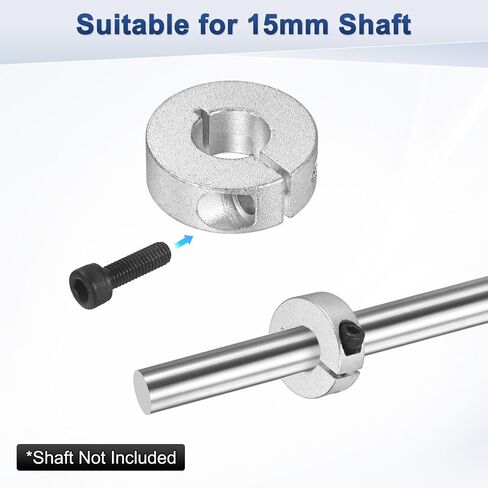 2-Pack Single Split Shaft Collar 10mm Bore Aluminum Clamp-On Shaft Collars 30mm OD, 10mm Thickness with M4 Set Screw Anodization for Stoppers/Machinery [Silver] in Saudi Arabia
