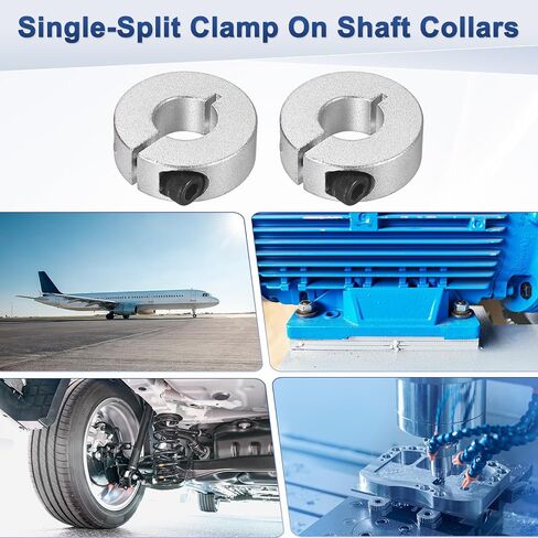2-Pack Single Split Shaft Collar 10mm Bore Aluminum Clamp-On Shaft Collars 30mm OD, 10mm Thickness with M4 Set Screw Anodization for Stoppers/Machinery [Silver] in Saudi Arabia