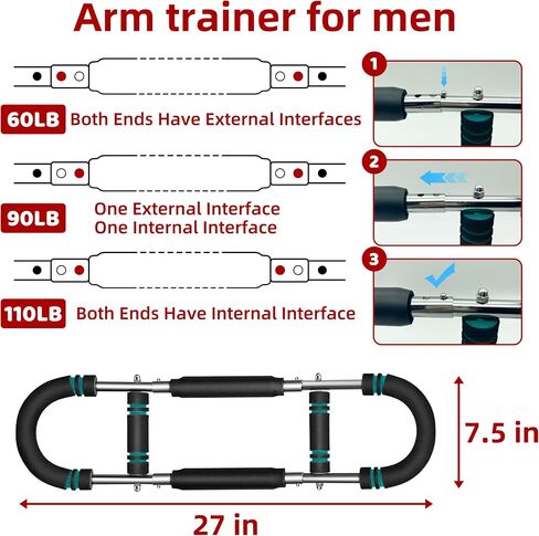 Twister Arm Trainer,60-110lb Adjustable Chest Exerciser for Men,Portable Detachable Arm and Chest Muscle Trainer for Men & Women,Arm Trainer for Men for Home & Gym in Saudi Arabia