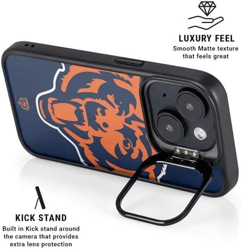 Skinit Kickstand Case متوافق مع iPhone 14 - NFL Chicago Bears مرخص رسميًا - تصميم بديل متعثر in Saudi Arabia