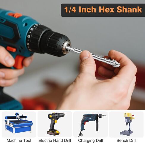 SUNJOYCO 10PCS Concrete Drill Bit, Hex Shank Masonry Drill Bit Set for Glass Brick Plastic Cement Tile, 5/32"-1/2" with Storage Case in Saudi Arabia