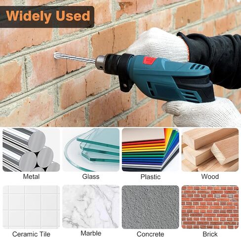 SUNJOYCO 10PCS Concrete Drill Bit, Hex Shank Masonry Drill Bit Set for Glass Brick Plastic Cement Tile, 5/32"-1/2" with Storage Case in Saudi Arabia