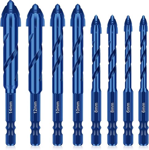 SUNJOYCO 10PCS Concrete Drill Bit, Hex Shank Masonry Drill Bit Set for Glass Brick Plastic Cement Tile, 5/32"-1/2" with Storage Case in Saudi Arabia