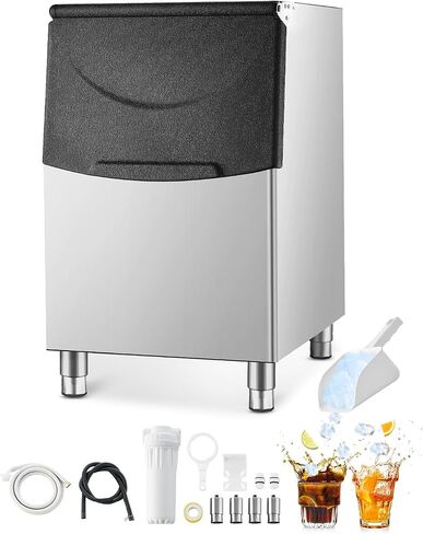 VEVOR Commercial Ice Maker Storage Bin, 250LBS Capacity Ice Bin, Stainless Steel Ice Storage Bin with Filter and Adjustable Anti-Slip Rubber Feet, Suitable for Restaurant Hotel and Beverage Shops in Saudi Arabia