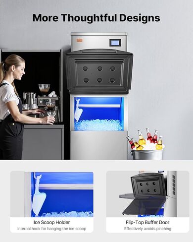 VEVOR Commercial Ice Maker Storage Bin, 250LBS Capacity Ice Bin, Stainless Steel Ice Storage Bin with Filter and Adjustable Anti-Slip Rubber Feet, Suitable for Restaurant Hotel and Beverage Shops in Saudi Arabia