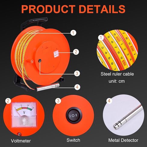 98ft/30m Well Water Depth Gauge, Water Levels Meter Water Depth Gauge with Stainless Steel Probe, Well Water Level Indicator Water Levels Measurement with Stainless Steel Probe in Saudi Arabia