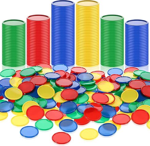 Skylety 400 Pieces Plastic Poker Chips 4 Colors 1 Inch Small Learning Counters Blank Chips Card for Game Play Counting Learning Math Reward(Red, Blue, Green, Yellow) in Saudi Arabia