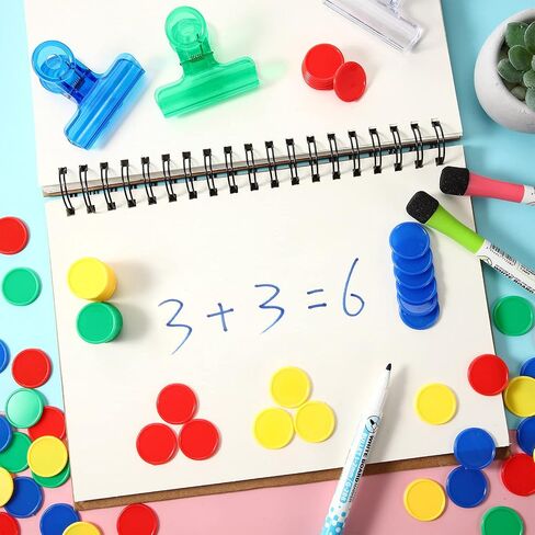 Skylety 400 Pieces Plastic Poker Chips 4 Colors 1 Inch Small Learning Counters Blank Chips Card for Game Play Counting Learning Math Reward(Red, Blue, Green, Yellow) in Saudi Arabia