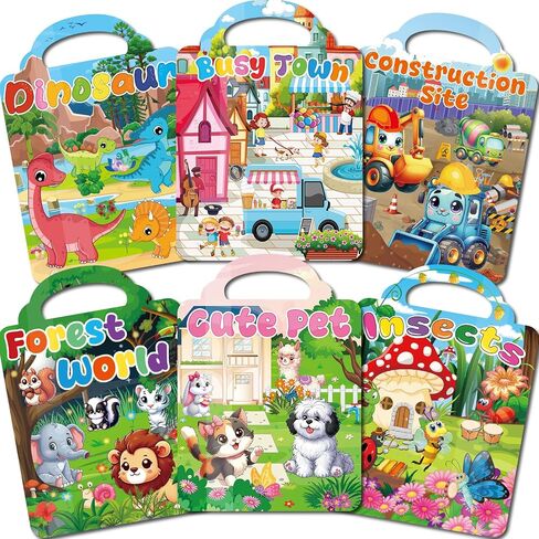 Kalysky 6Set Puffy Sticker Books for Kids 2-4, 3D Reusable Stickers Books for Toddlers 1-3 2-4,Farm+Animal+Dinosaurs+Ocean World+Space+Vehicle in Saudi Arabia