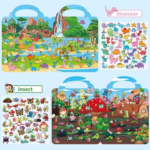 Kalysky 6Set Puffy Sticker Books for Kids 2-4, 3D Reusable Stickers Books for Toddlers 1-3 2-4,Farm+Animal+Dinosaurs+Ocean World+Space+Vehicle in Saudi Arabia