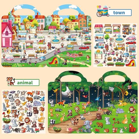 Kalysky 6Set Puffy Sticker Books for Kids 2-4, 3D Reusable Stickers Books for Toddlers 1-3 2-4,Farm+Animal+Dinosaurs+Ocean World+Space+Vehicle in Saudi Arabia