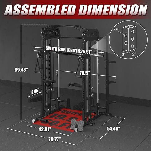 Mikolo Smith Machine ، قفص الطاقة متعدد الوظائف مع نظام بكرة مزدوجة ، مرفق مكشط الساق العمودي ، رف طاقة رف القرفصاء مع مزيد من التعلق التدريبي لصالة الألعاب الرياضية المنزلية in Kuwait