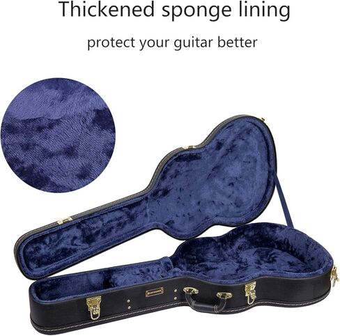 Crossrock Wooden Classical Guitar Case لـ 4/4 بالحجم الكامل | تصميم العلوي المقوسة ، الداخلية الفخمة ، المزالج المعدنية ، مقصورة التخزين-قشرة صلبة دائمة (CRW600CBK) in Kuwait