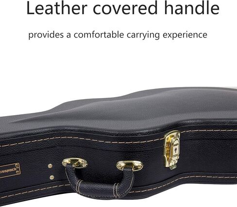 Crossrock Wooden Classical Guitar Case لـ 4/4 بالحجم الكامل | تصميم العلوي المقوسة ، الداخلية الفخمة ، المزالج المعدنية ، مقصورة التخزين-قشرة صلبة دائمة (CRW600CBK) in Kuwait