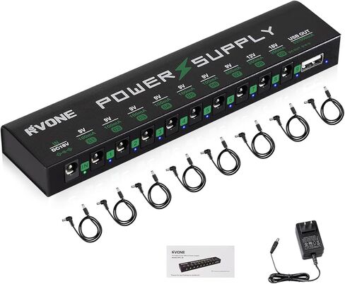 Guitar Pedal Power Supply, 10 Isolated DC Output for 9V/12V/18V Effect Pedal, Circuit Protection, Noise Reduction, 100mA 500mA USB Pedalboard Power Supply in Saudi Arabia