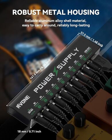 Guitar Pedal Power Supply, 10 Isolated DC Output for 9V/12V/18V Effect Pedal, Circuit Protection, Noise Reduction, 100mA 500mA USB Pedalboard Power Supply in Saudi Arabia