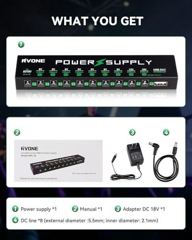 Guitar Pedal Power Supply, 10 Isolated DC Output for 9V/12V/18V Effect Pedal, Circuit Protection, Noise Reduction, 100mA 500mA USB Pedalboard Power Supply in Saudi Arabia