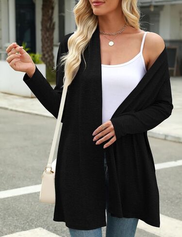 JollieLovin Women's Plus Size Long Sleeve Lightweight Cardigans Open Front Casual Soft Drape Fall Dusters in Kuwait