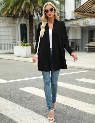 JollieLovin Women's Plus Size Long Sleeve Lightweight Cardigans Open Front Casual Soft Drape Fall Dusters in Kuwait