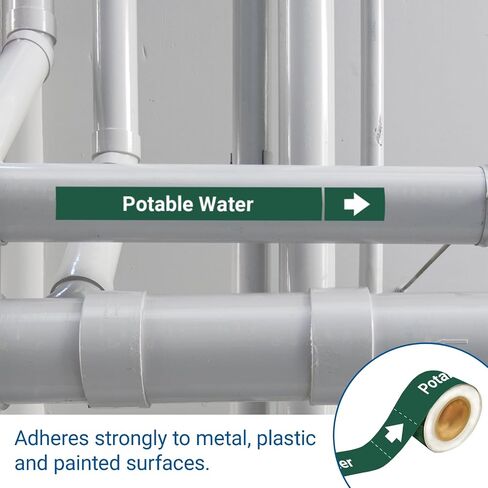 Marine Pipe Markers - "Potable Water" Safety Labels for Boat, Waterproof Self-Adhesive Pipe Identification Stickers, 1" H x 8" W, 25 Pcs/Roll (Potable Water) in Saudi Arabia