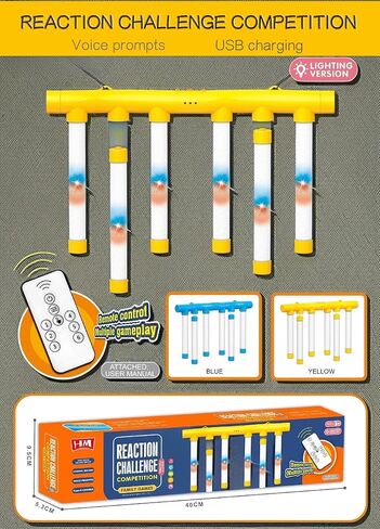 2025 Upgrade Reflex Challenge Game,Hand Eye Coordination Training Toy,Drop Stick Game,Reaction Training,Catching Sticks Game,Adjustable Speed Catching Game (Blue) in Kuwait