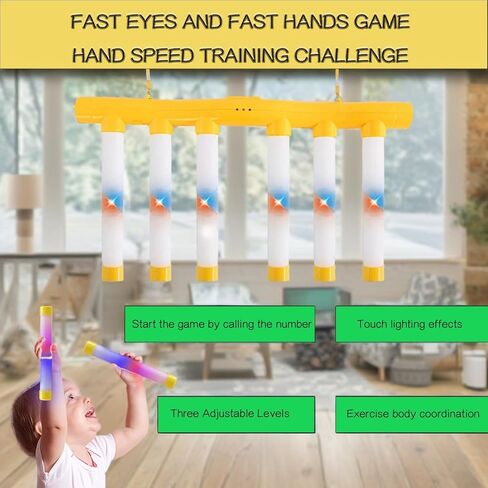 2025 Upgrade Reflex Challenge Game,Hand Eye Coordination Training Toy,Drop Stick Game,Reaction Training,Catching Sticks Game,Adjustable Speed Catching Game (Blue) in Kuwait