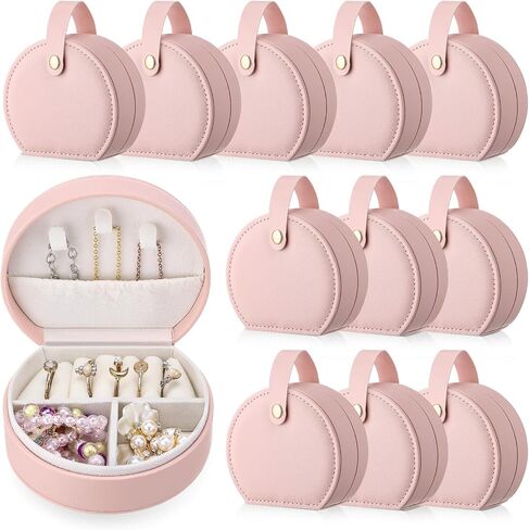 Weysat 12 Pack Mini Travel Jewelry Case Leather Bridesmaid Jewelry Gift Box, Half Moon Design, Detachable Handle, Small Earring Storage Organizer for Women Girls Bridesmaid Proposal Gifts in Saudi Arabia