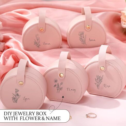 Weysat 12 Pack Mini Travel Jewelry Case Leather Bridesmaid Jewelry Gift Box, Half Moon Design, Detachable Handle, Small Earring Storage Organizer for Women Girls Bridesmaid Proposal Gifts in Saudi Arabia