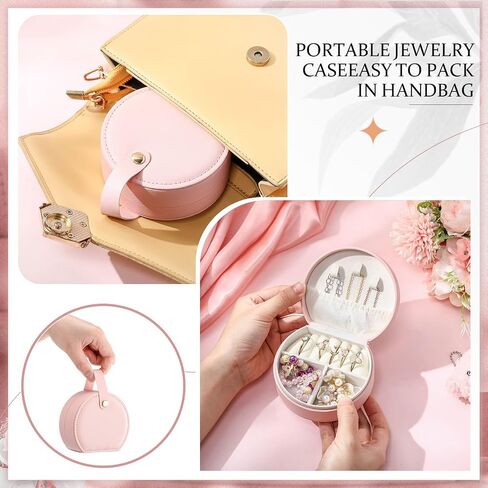 Weysat 12 Pack Mini Travel Jewelry Case Leather Bridesmaid Jewelry Gift Box, Half Moon Design, Detachable Handle, Small Earring Storage Organizer for Women Girls Bridesmaid Proposal Gifts in Saudi Arabia