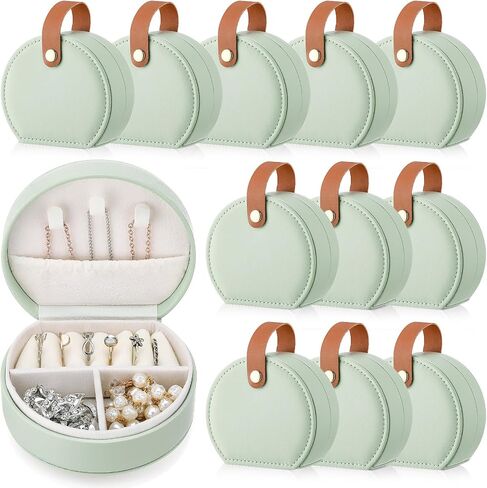 Weysat 12 Pack Mini Travel Jewelry Case Leather Bridesmaid Jewelry Gift Box, Half Moon Design, Detachable Handle, Small Earring Storage Organizer for Women Girls Bridesmaid Proposal Gifts in Saudi Arabia