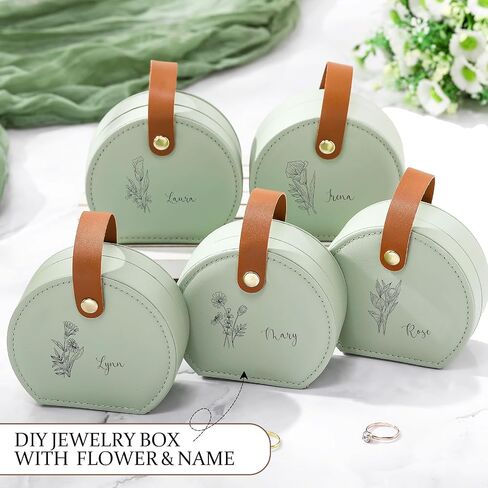 Weysat 12 Pack Mini Travel Jewelry Case Leather Bridesmaid Jewelry Gift Box, Half Moon Design, Detachable Handle, Small Earring Storage Organizer for Women Girls Bridesmaid Proposal Gifts in Saudi Arabia