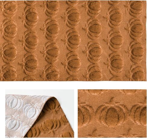 Artoid Mode Caramel Soft Plush Faux Fur Jacquard Pumpkins Fall Table Runner, Seasonal Autumn Kitchen Dining Table Decoration for Home Party Decor 13x72 Inch in Saudi Arabia