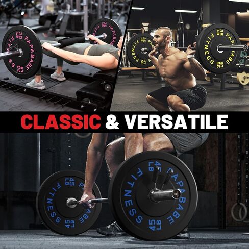 Papababe Weight Plates, 2-Inch Weights Plates Set, Floor Protective Rubber Weight Plates, 10-600lbs Bumper Plates for Barbell Strength Training & Weightlifting (Single/Pair/Full Set) in Saudi Arabia
