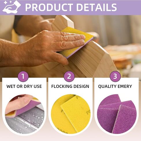 20 PCS 3 × 4 بوصة مجموعة إسفنجة رمل ، 220 إسفنجية من الرمل الكشطية الحصيرة منصات الرغوة الرغوية الناعمة بلوك بلوك رطبة رمل خزفية أرجوانية رطبة للأثاث الجاف للمعادن الخشبية تلميع الطلاء in Kuwait