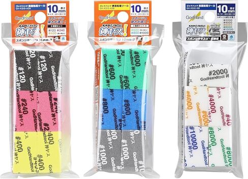 GodHand Kamiyasu Sanding Sponge 10mm Assortment Set 120, 240, 400, 600, 800, 1000, 2000, 4000, 6000, 8000, 10000 Grit Coarse Medium Fine Reusable Pack for Plastic Models 34 Pieces in Saudi Arabia