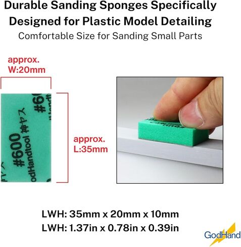 GodHand Kamiyasu Sanding Sponge 10mm Assortment Set 120, 240, 400, 600, 800, 1000, 2000, 4000, 6000, 8000, 10000 Grit Coarse Medium Fine Reusable Pack for Plastic Models 34 Pieces in Saudi Arabia