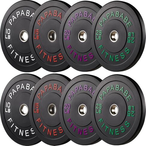 Papababe Weight Plates, 2-Inch Weights Plates Set, Floor Protective Rubber Weight Plates, 10-600lbs Bumper Plates for Barbell Strength Training & Weightlifting (Single/Pair/Full Set) in Saudi Arabia
