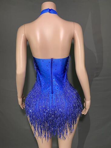 أحجار الراين الهامش تنورة bodysuit امرأة عيد ميلاد المرأة الأزياء المسائية الرقص ملهى ليلي ارتداء ملونة جديدة in Saudi Arabia