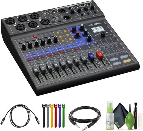 Zoom Livetrak L-8 خلاط رقمي محمول من 8 قنوات ومسجل متعدد الأتراك + 10 قدم XLR كابل + مجموعة الأسلاك in Saudi Arabia
