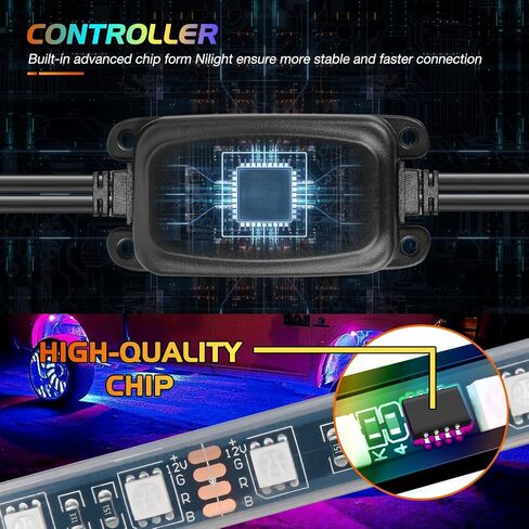 Nilight 4PCS 17.5inch Double Row Wheel Ring Lights Dream Color with APP and Remote Control Neon Lights w/Turn Signal and Braking Function Dual Row for Car Van SUV Truck in Saudi Arabia