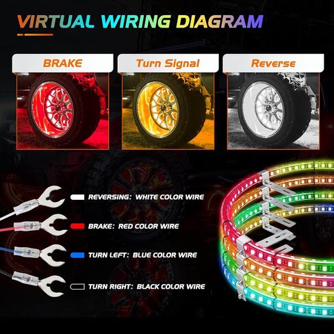 Nilight 4PCS 17.5inch Double Row Wheel Ring Lights Dream Color with APP and Remote Control Neon Lights w/Turn Signal and Braking Function Dual Row for Car Van SUV Truck in Saudi Arabia